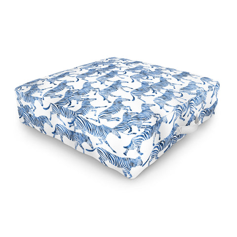 Little Arrow Design Co zebras in blue Outdoor Floor Cushion