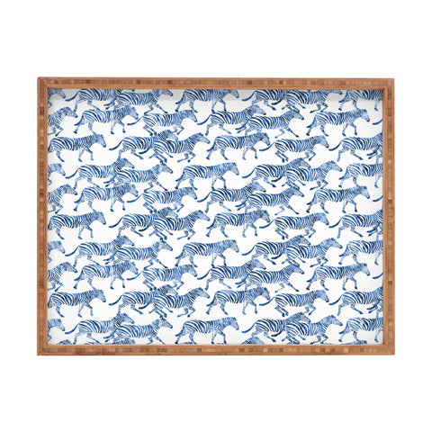 Little Arrow Design Co zebras in blue Rectangular Tray