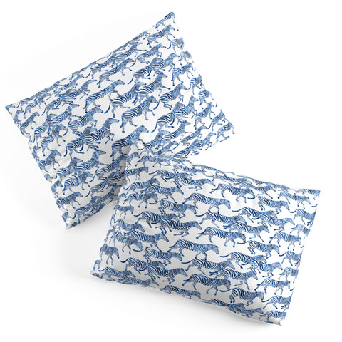 Little Arrow Design Co zebras in blue Pillow Shams