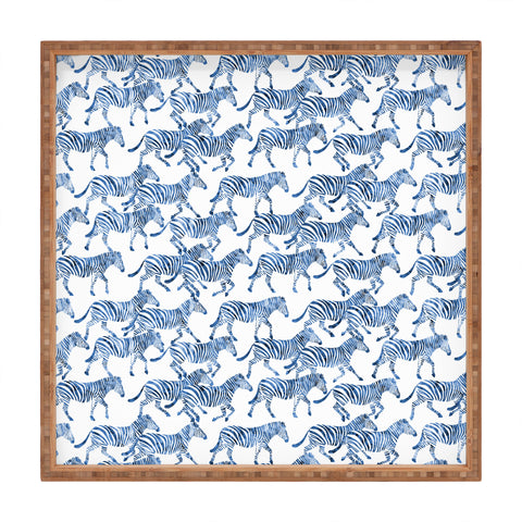Little Arrow Design Co zebras in blue Square Tray