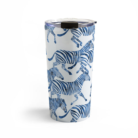 Little Arrow Design Co zebras in blue Travel Mug