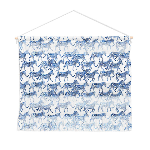 Little Arrow Design Co zebras in blue Wall Hanging Landscape