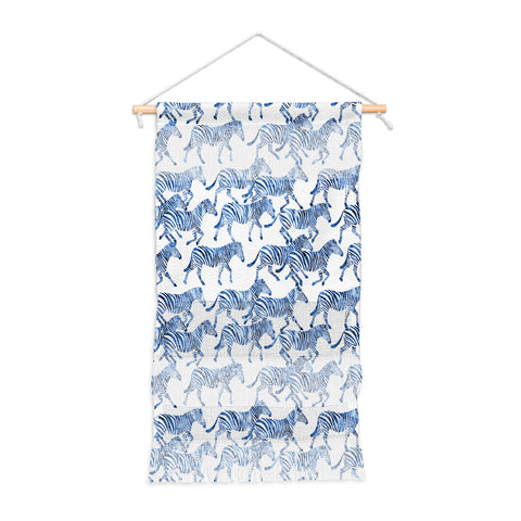 Little Arrow Design Co zebras in blue Wall Hanging Portrait