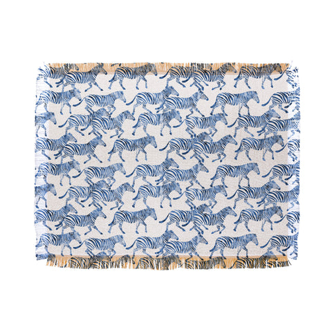 Little Arrow Design Co zebras in blue Throw Blanket
