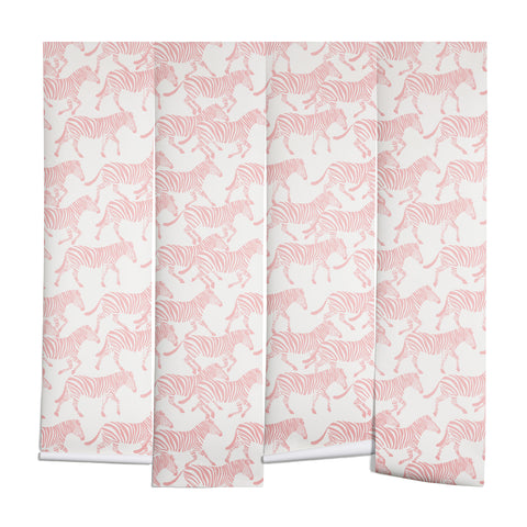 Little Arrow Design Co zebras in pink Wall Mural