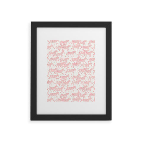 Little Arrow Design Co zebras in pink Framed Art Print