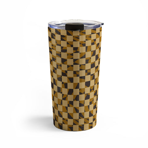Little Dean Abstract checked in golden och Travel Mug