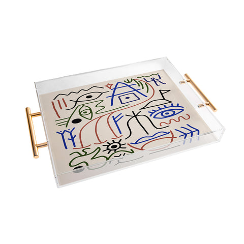 Little Dean Abstract line art 001 Acrylic Tray