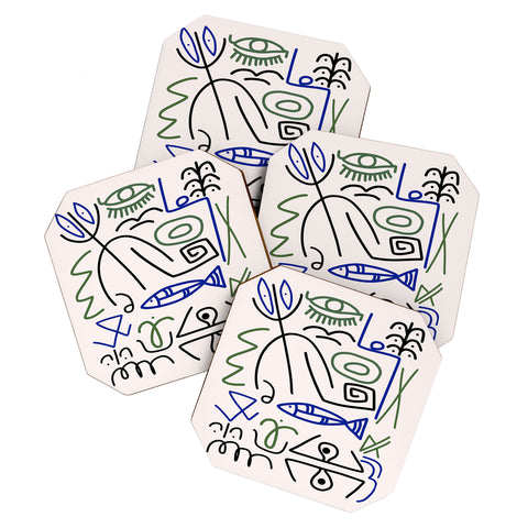 Little Dean Abstract line art 003 Coaster Set
