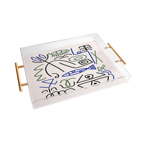 Little Dean Abstract line art 003 Acrylic Tray