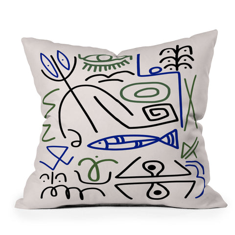 Little Dean Abstract line art 003 Outdoor Throw Pillow