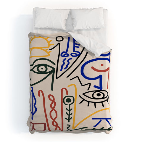 Little Dean Abstract line art symbol Duvet Cover