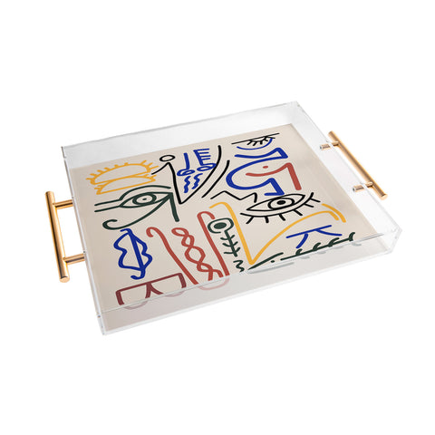 Little Dean Abstract line art symbol Acrylic Tray