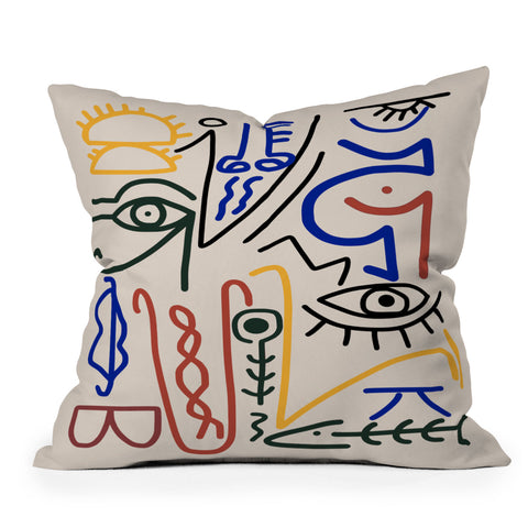 Little Dean Abstract line art symbol Outdoor Throw Pillow