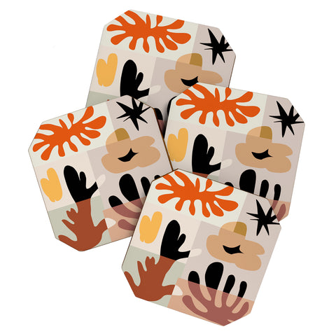 Little Dean Abstract shape collage Coaster Set