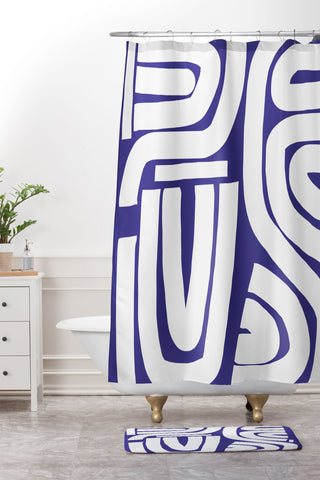 Little Dean Abstract stripe mosaic Shower Curtain And Mat