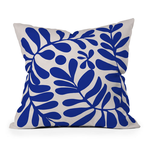Little Dean Blue foliage Outdoor Throw Pillow