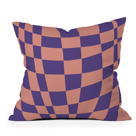 Little Dean Checkered pink and purple Outdoor Throw Pillow