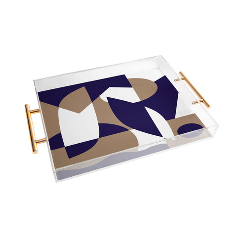 Little Dean Geometric pattern in navy Acrylic Tray