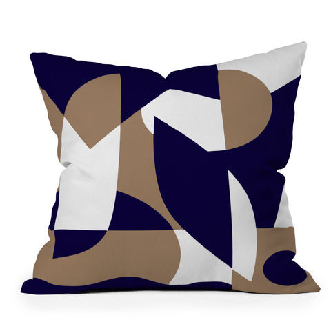 Little Dean Geometric pattern in navy Outdoor Throw Pillow