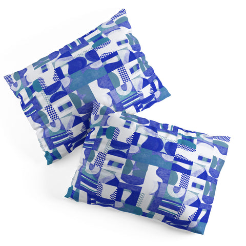 Little Dean Geometrical collage in blue shades Pillow Shams