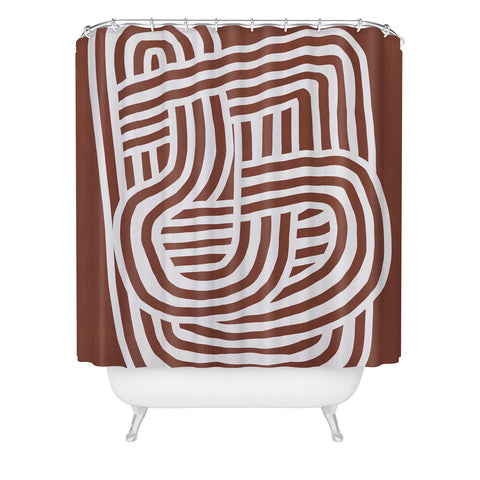 Little Dean Line art Sculpt in umber 03 Shower Curtain