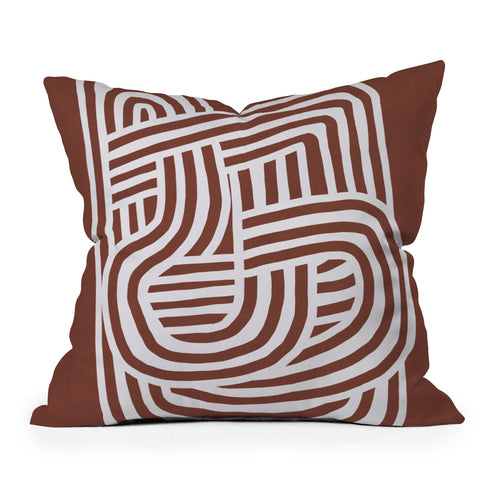 Little Dean Line art Sculpt in umber 03 Outdoor Throw Pillow
