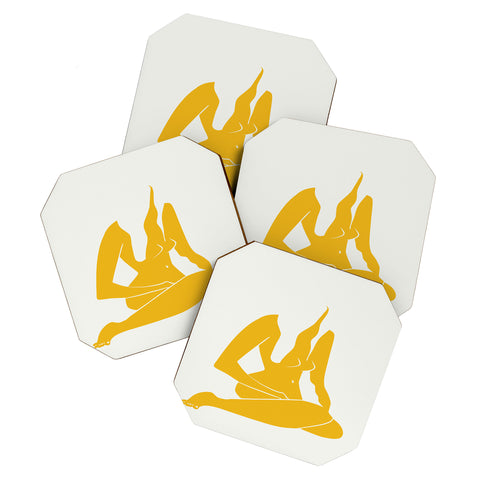 Little Dean Long hair nude in yellow Coaster Set