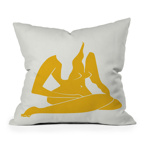 Little Dean Long hair nude in yellow Outdoor Throw Pillow