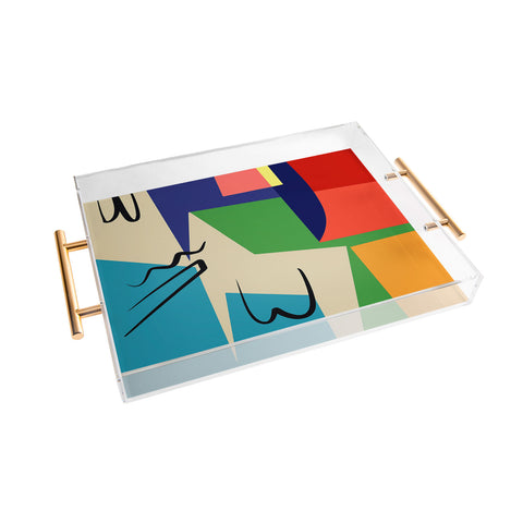 Little Dean Multicolor abstract geometric Acrylic Tray