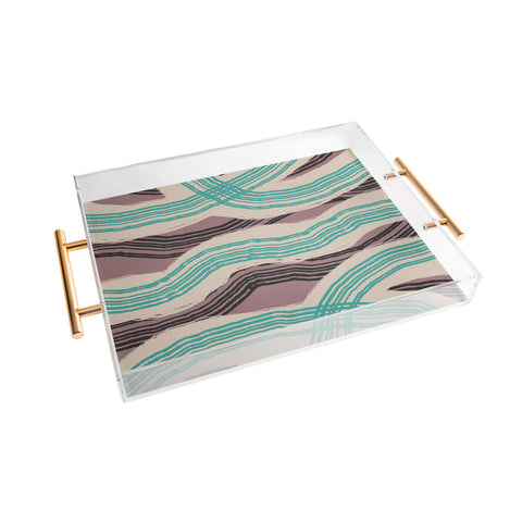 Little Dean Muted pink and green stripe Acrylic Tray