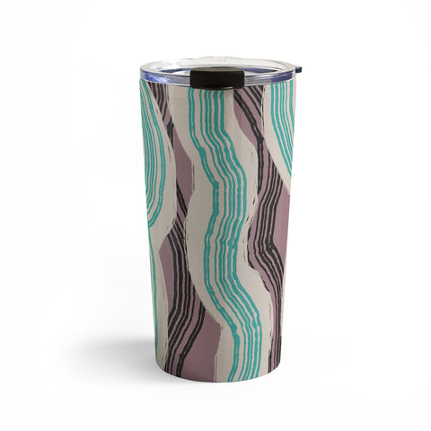 Little Dean Muted pink and green stripe Travel Mug