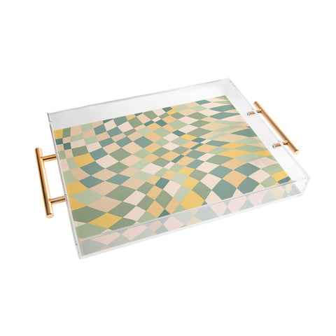 Little Dean Olive green checkered twist Acrylic Tray
