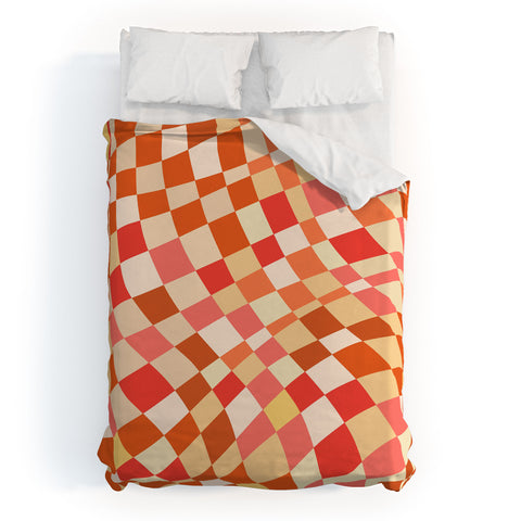 Little Dean Shades of red checker pattern Duvet Cover