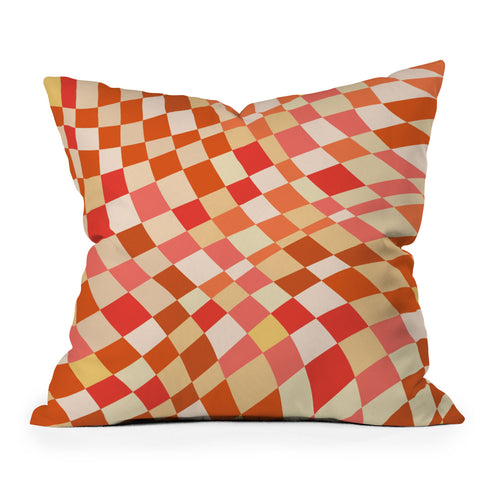 Little Dean Shades of red checker pattern Outdoor Throw Pillow