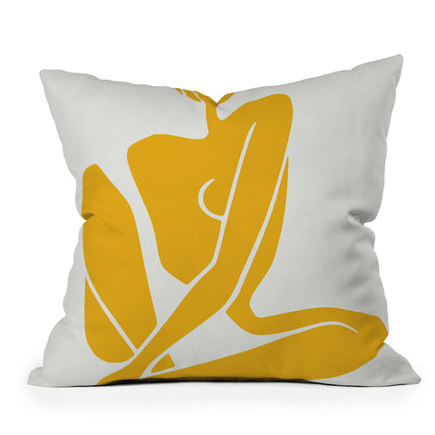Little Dean Sitting nude in yellow Outdoor Throw Pillow