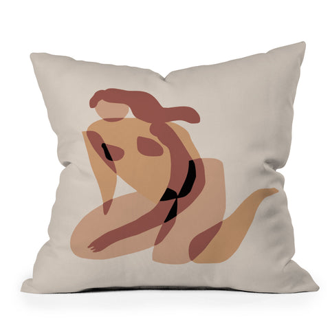 Little Dean Terracotta nude Outdoor Throw Pillow