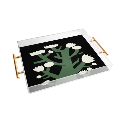 Little Dean White blossom spring Acrylic Tray