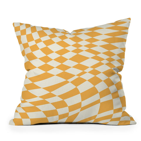 Little Dean Yellow and white checker twist Outdoor Throw Pillow