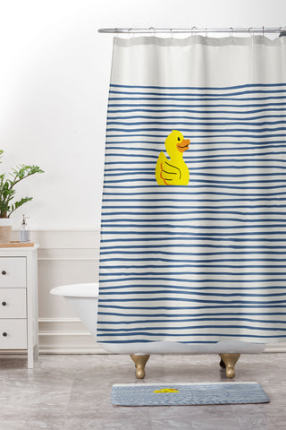 Little Dean Yellow rubber ducky Shower Curtain And Mat
