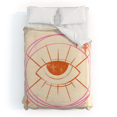 Little Om Celestial Eye cream Duvet Cover