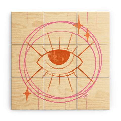 Little Om Celestial Eye cream Wood Wall Mural