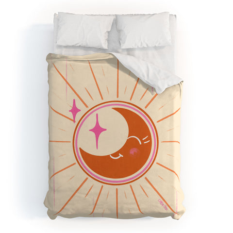 Little Om Celestial Moon cream Duvet Cover