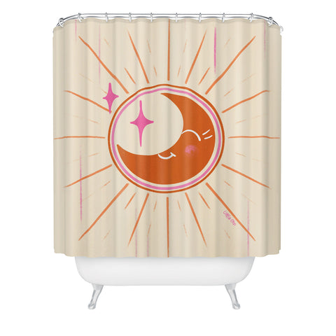 Little Om Celestial Moon cream Shower Curtain