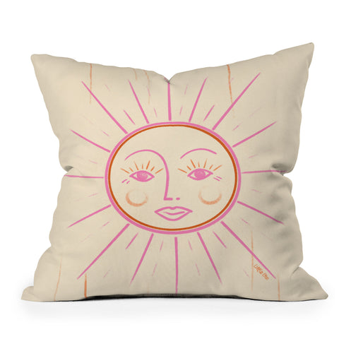 Little Om Celestial Sun cream Throw Pillow