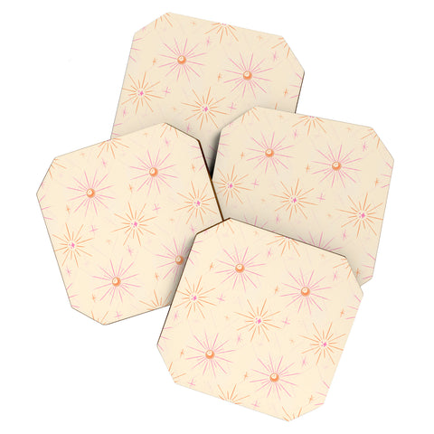 Little Om Pattern Little Moon cream Coaster Set