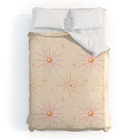 Little Om Pattern Little Moon cream Duvet Cover