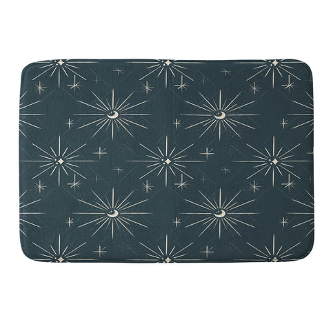 Little Om Pattern Little Moon navy Memory Foam Bath Mat