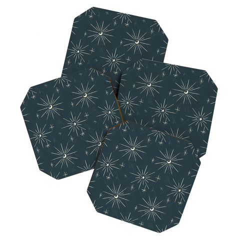 Little Om Pattern Little Moon navy Coaster Set