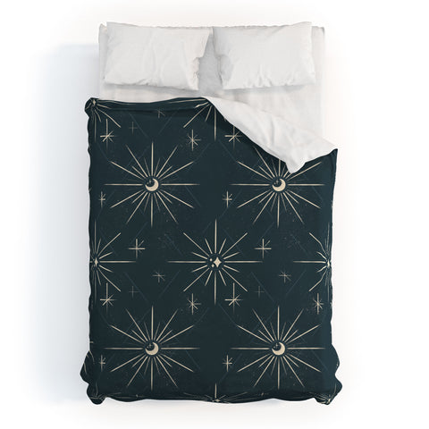 Little Om Pattern Little Moon navy Duvet Cover